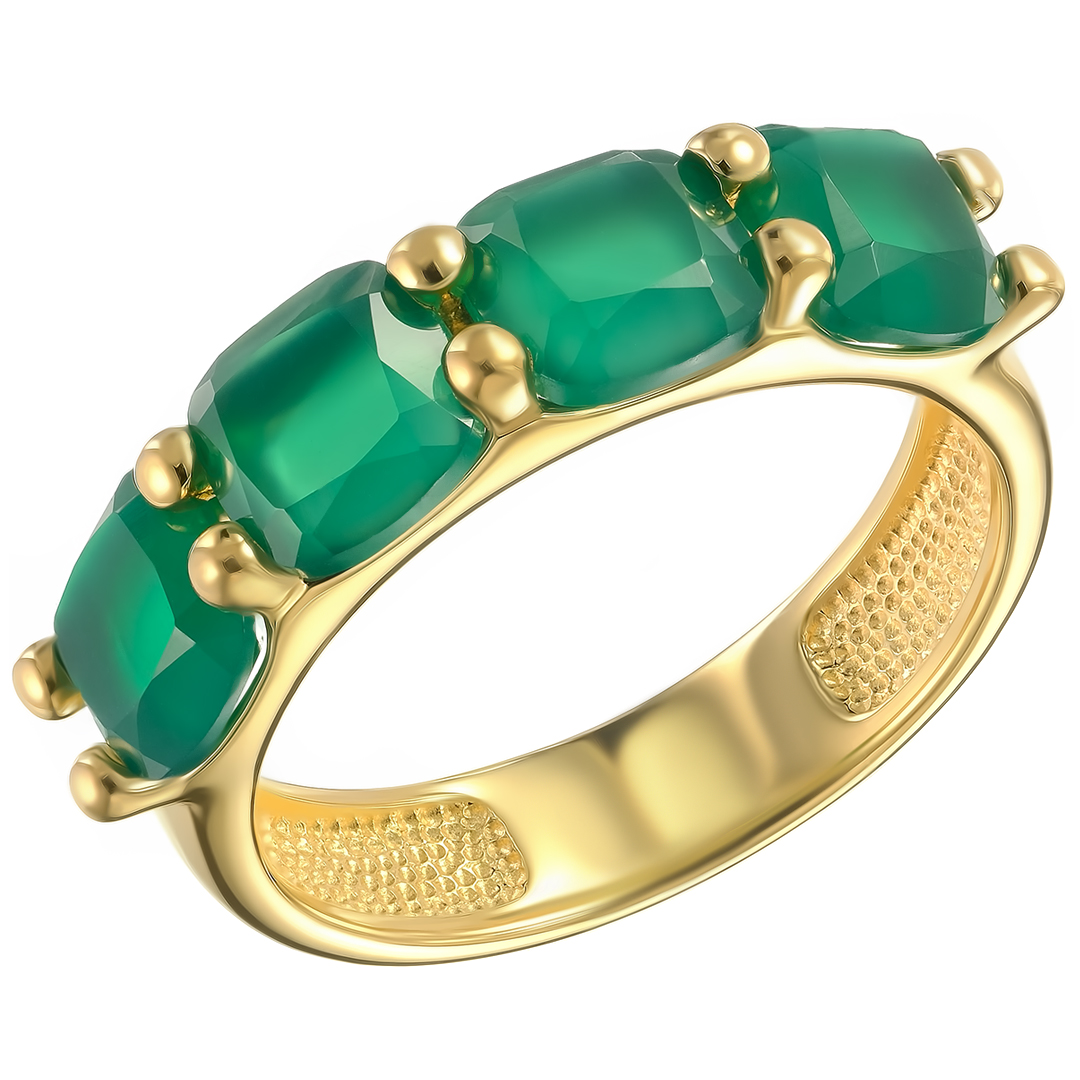 Серебряное кольцо 925 пробы; вставки 4 Агат зеленый;