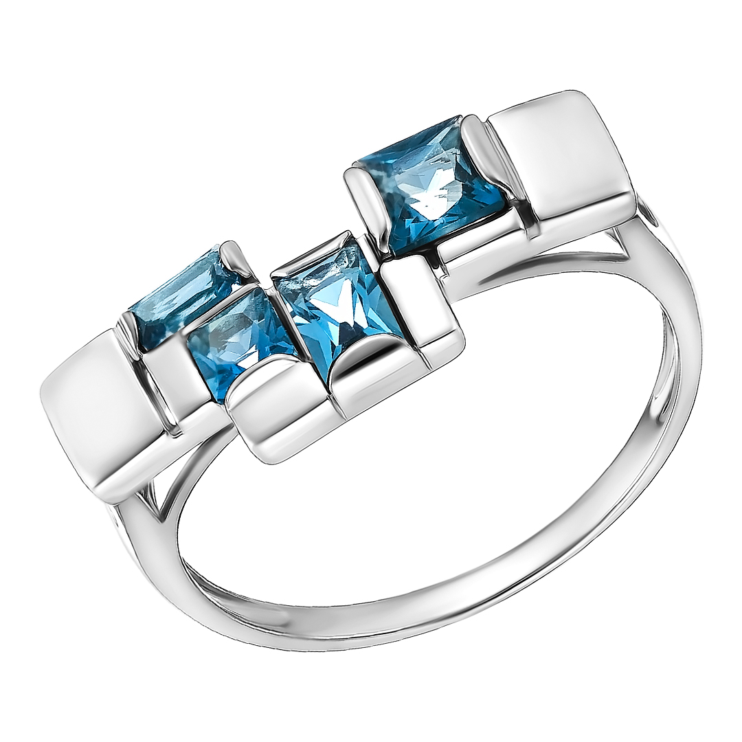Серебряное кольцо 925 пробы; вставки 4 Топаз London;