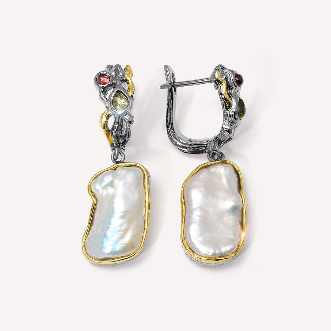 Серебряные серьги с жемчугом Барокко