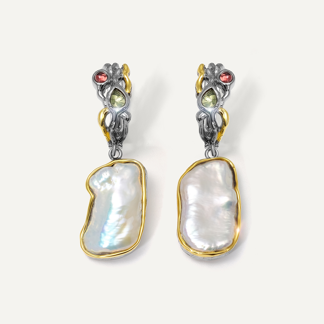 Серебряные серьги с жемчугом Барокко