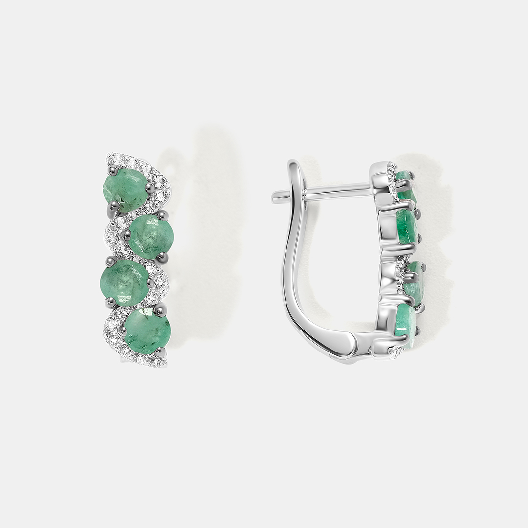 Серебряные серьги с изумрудами