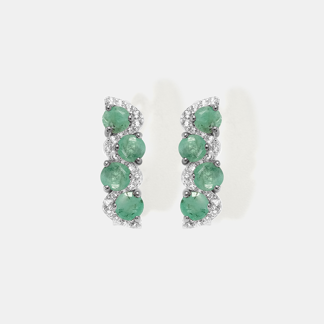 Серебряные серьги с изумрудами