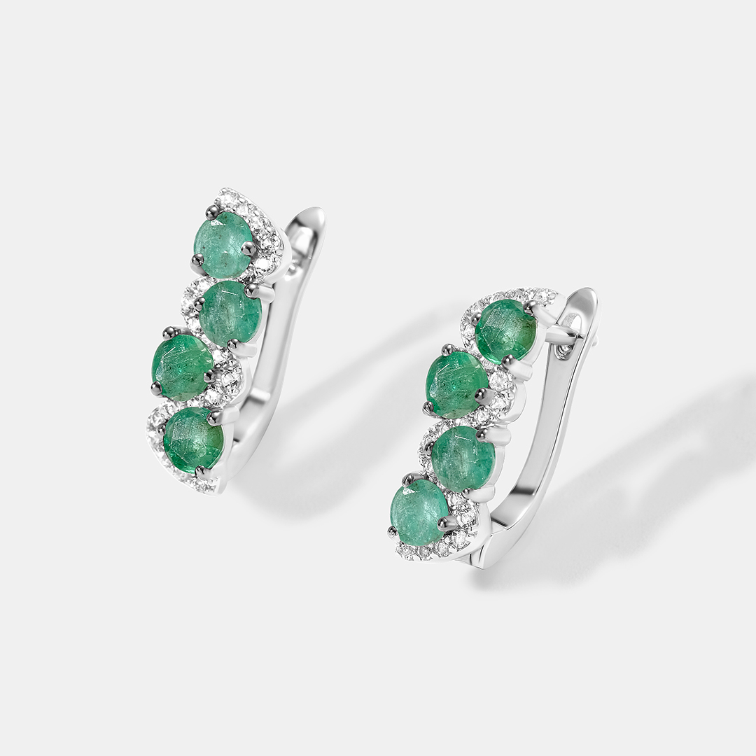 Серебряные серьги с изумрудами