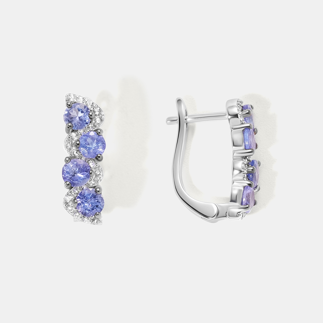 Серебряные серьги с танзанитами