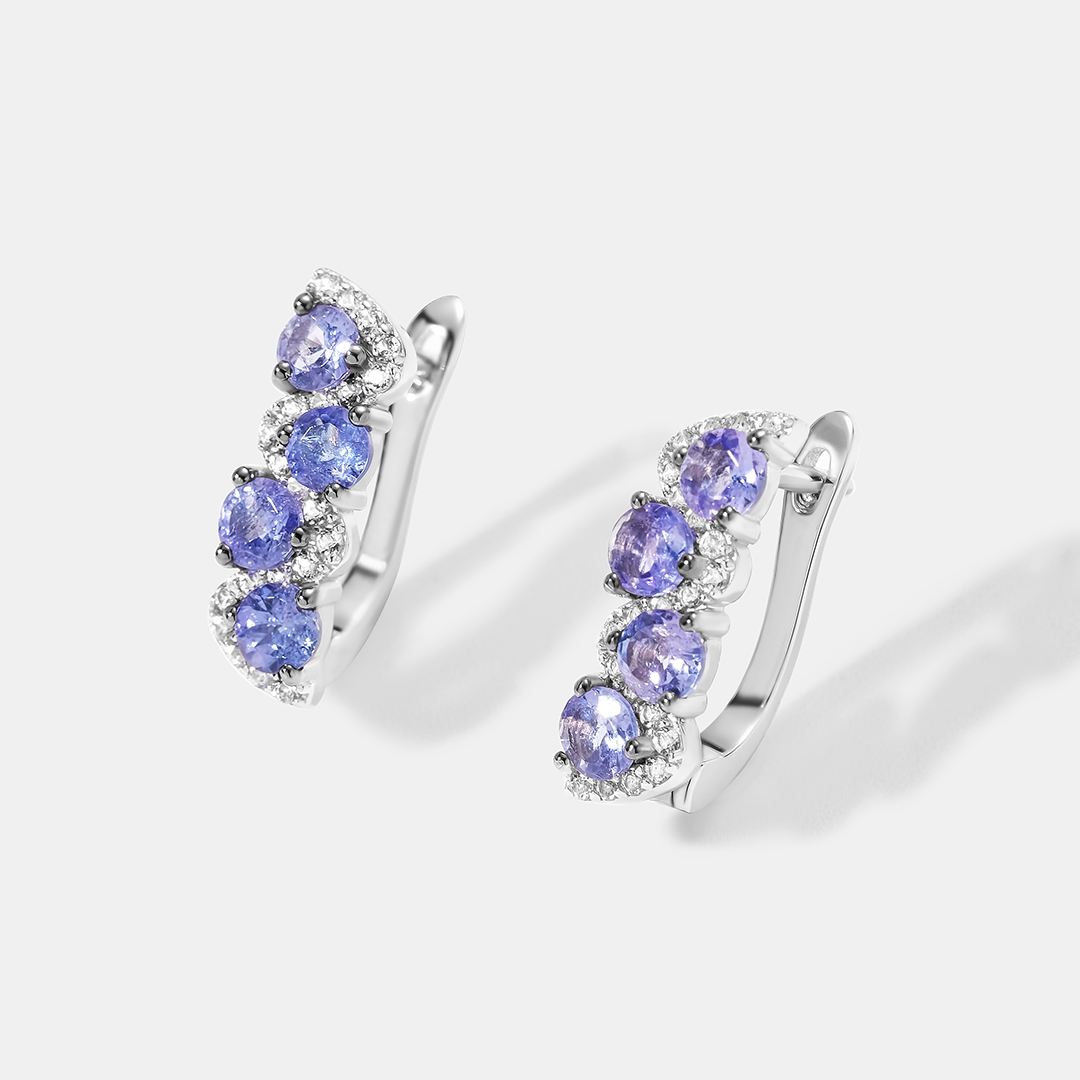 Серебряные серьги с танзанитами