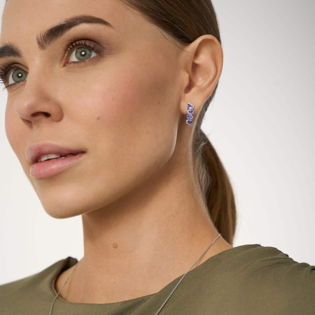 Серебряные серьги с танзанитами