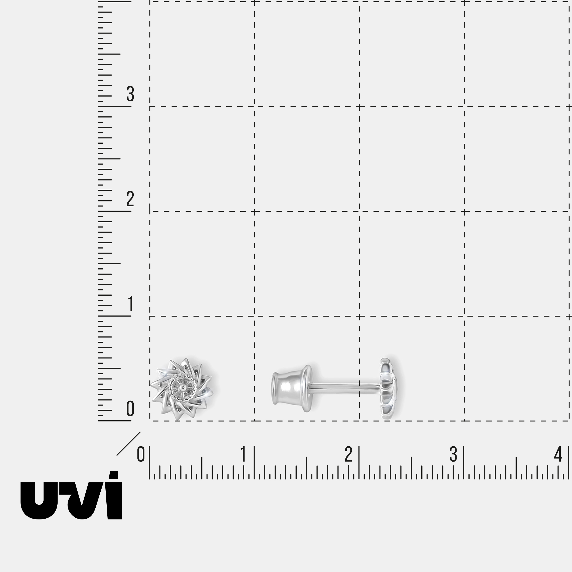 Серебряные серьги-пусеты "Эрцгамма"