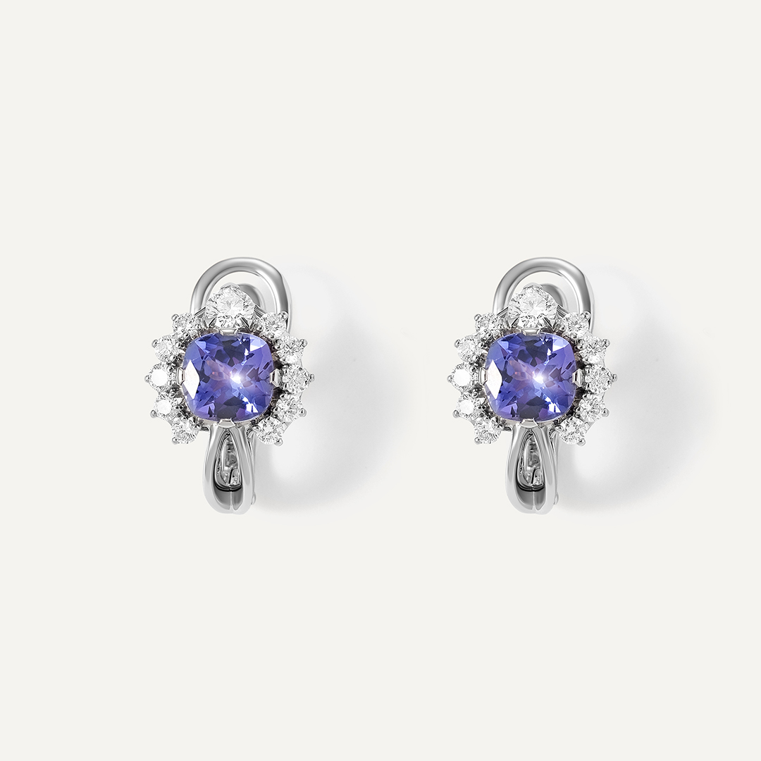 Серьги из платины с танзанитами