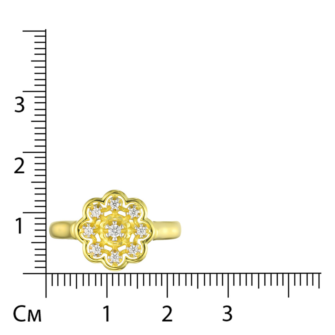 Серебряное кольцо 925 пробы; вставки 9 Фианит бесцв.;