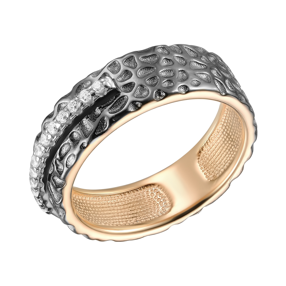 Серебряное кольцо 925 пробы; чернение; вставки  13 Фианит бесцв.;