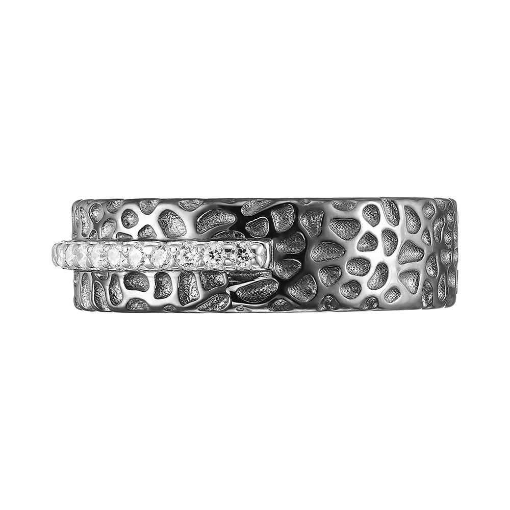 Серебряное кольцо 925 пробы; чернение; вставки  13 Фианит бесцв.;