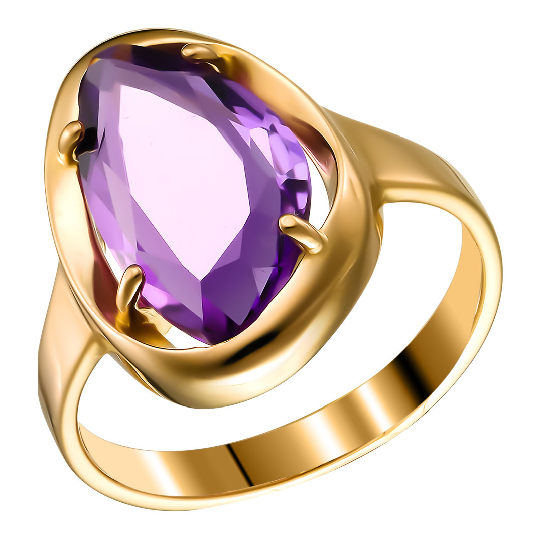 Серебряное кольцо 925 пробы; вставки 1 Аметист;