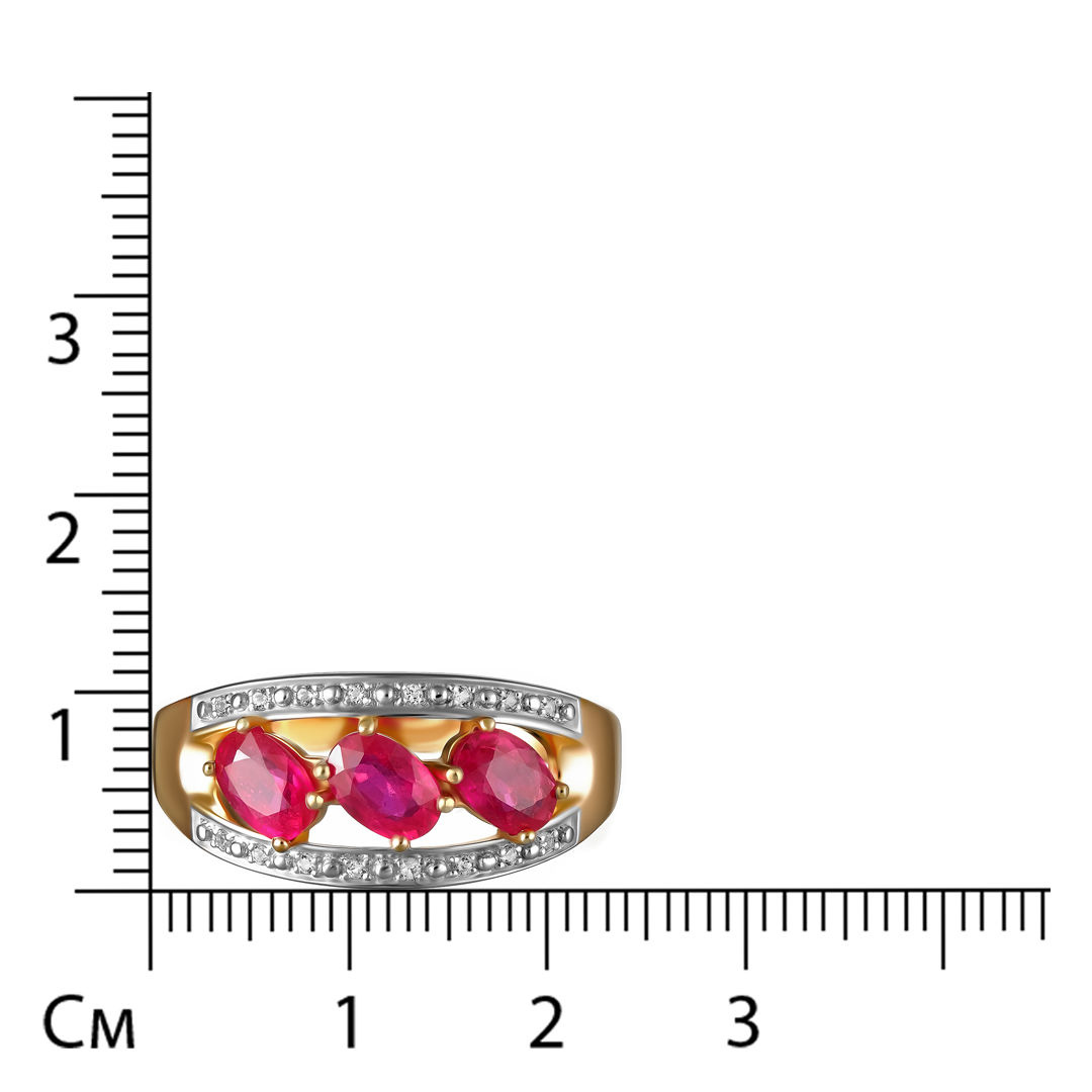 Серебряное кольцо 925 пробы; вставки 3 Рубин F/2 2,032; 16 Топаз белый;