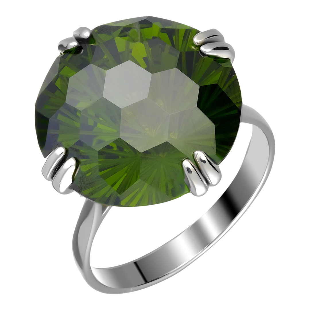 Серебряное кольцо 925 пробы; вставки 1 Фианит зеленый;