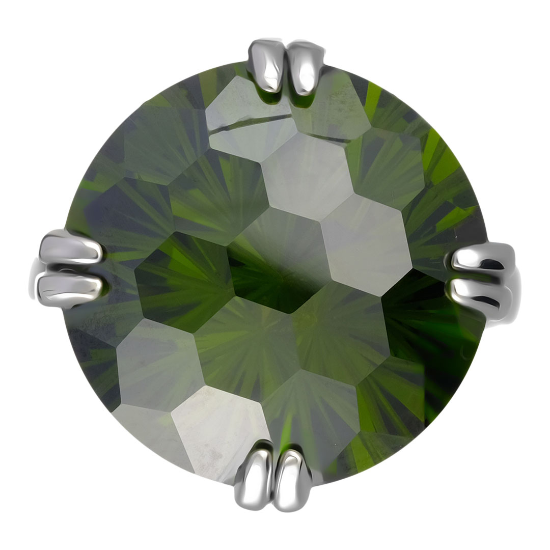 Серебряное кольцо 925 пробы; вставки 1 Фианит зеленый;