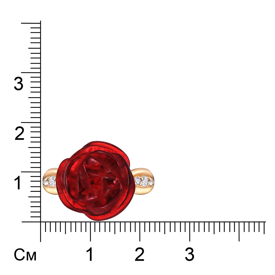 Серебряное кольцо 925 пробы; вставки 1 Янтарь; 6 Фианит бесцв.;