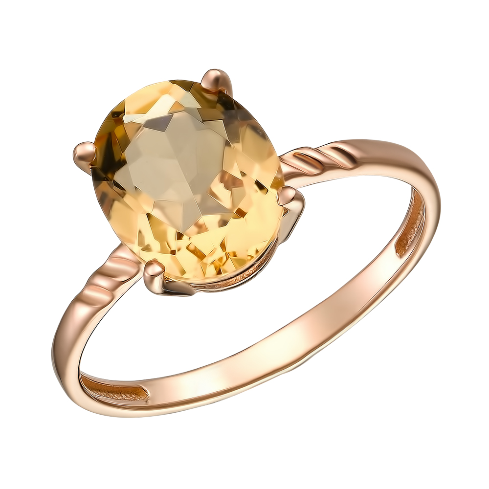 Серебряное кольцо 925 пробы; вставки 1 Цитрин;
