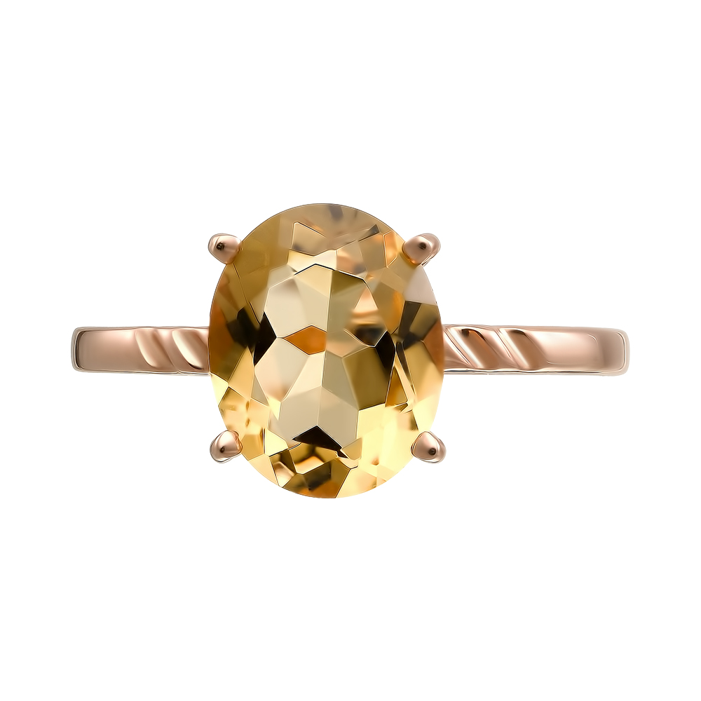 Серебряное кольцо 925 пробы; вставки 1 Цитрин;