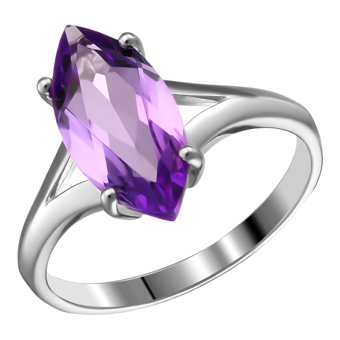 Серебряное кольцо 925 пробы; вставки 1 Аметист;