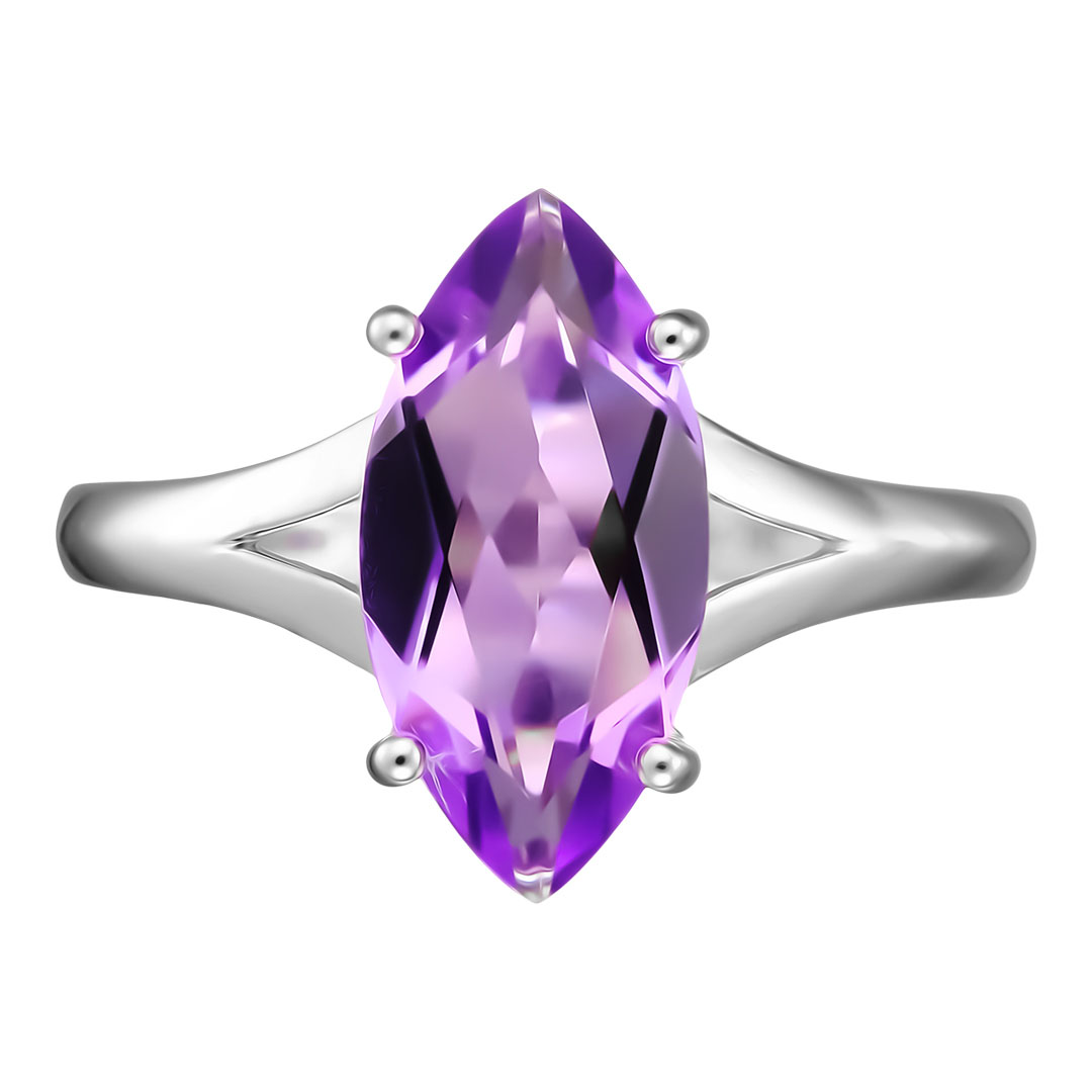 Серебряное кольцо 925 пробы; вставки 1 Аметист;