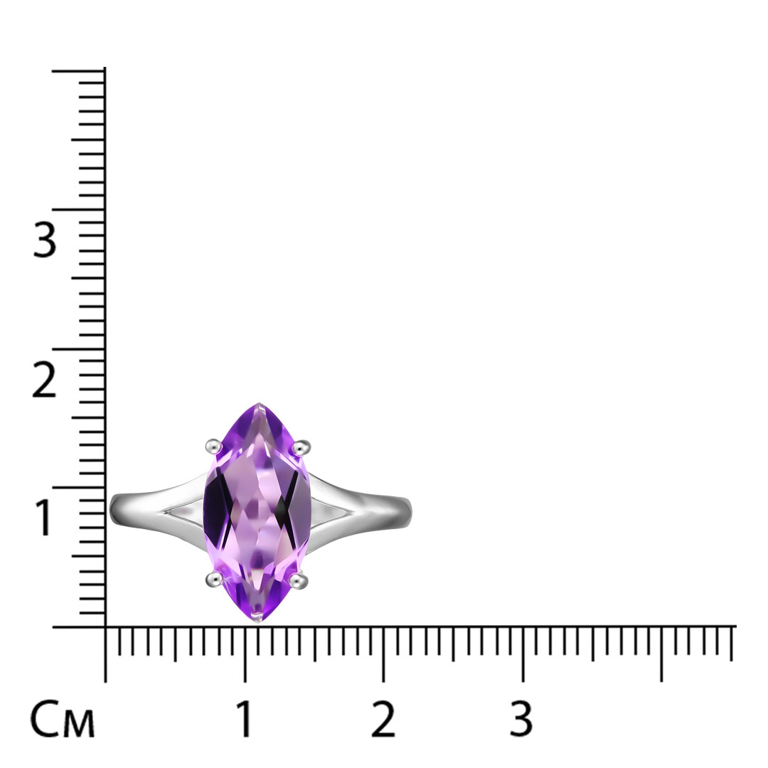 Серебряное кольцо 925 пробы; вставки 1 Аметист;