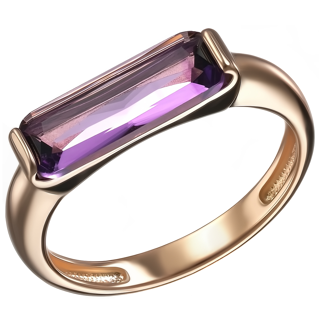 Серебряное кольцо 925 пробы; вставки 1 Аметист;