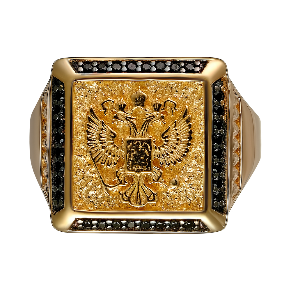 Серебряное кольцо 925 пробы; с чернением; вставки 32 Шпинель черная;