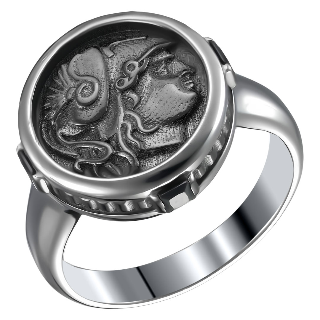 Серебряное кольцо 925 пробы; с чернением; вставки 4 Фианит черный;