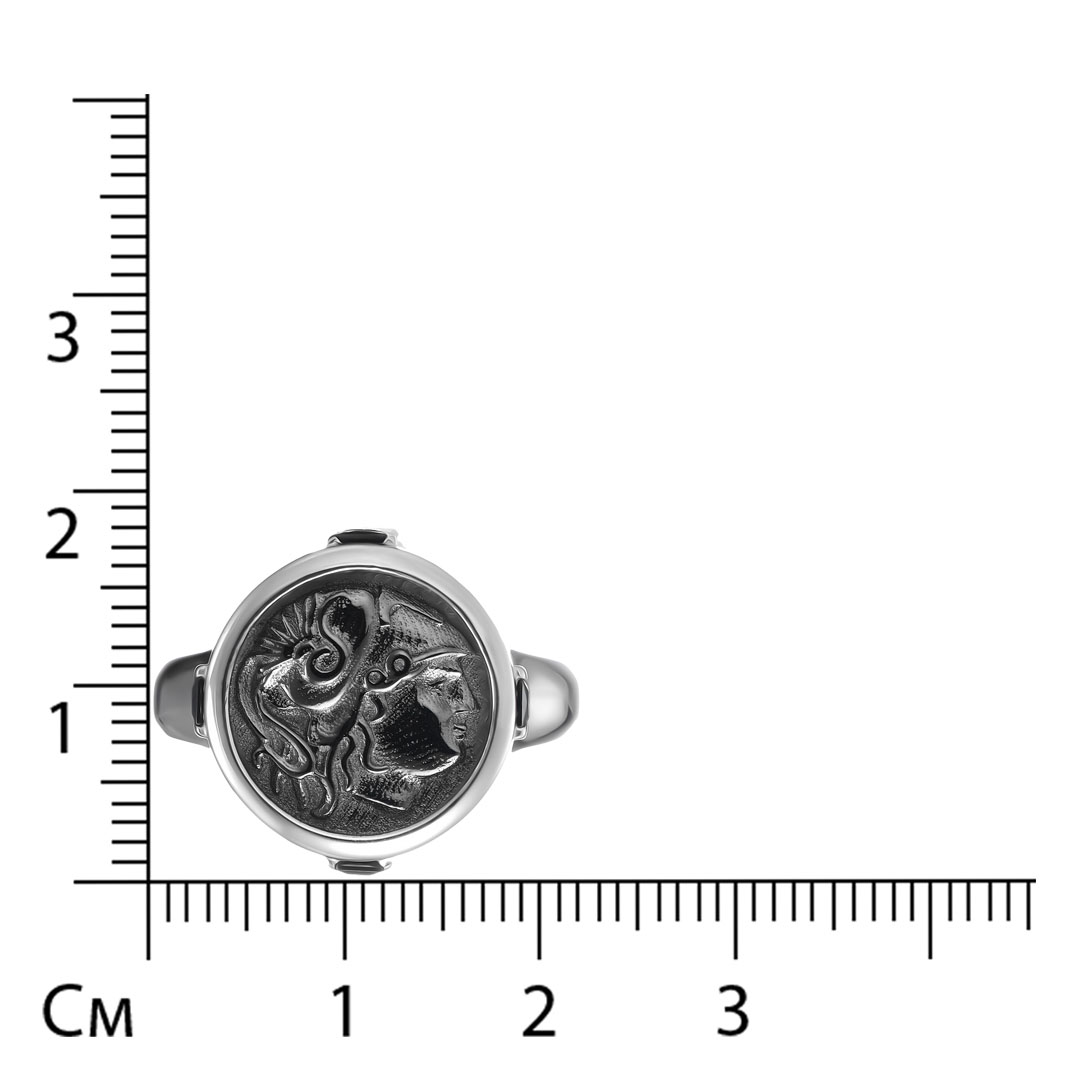 Серебряное кольцо 925 пробы; с чернением; вставки 4 Фианит черный;