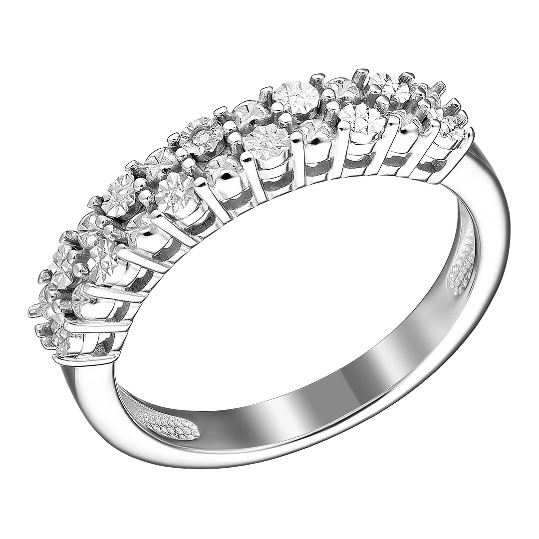 Серебряное кольцо 925 пробы; с алмазной обработкой; вставки 1 Бр.Кр-17 0,005 2/3A;