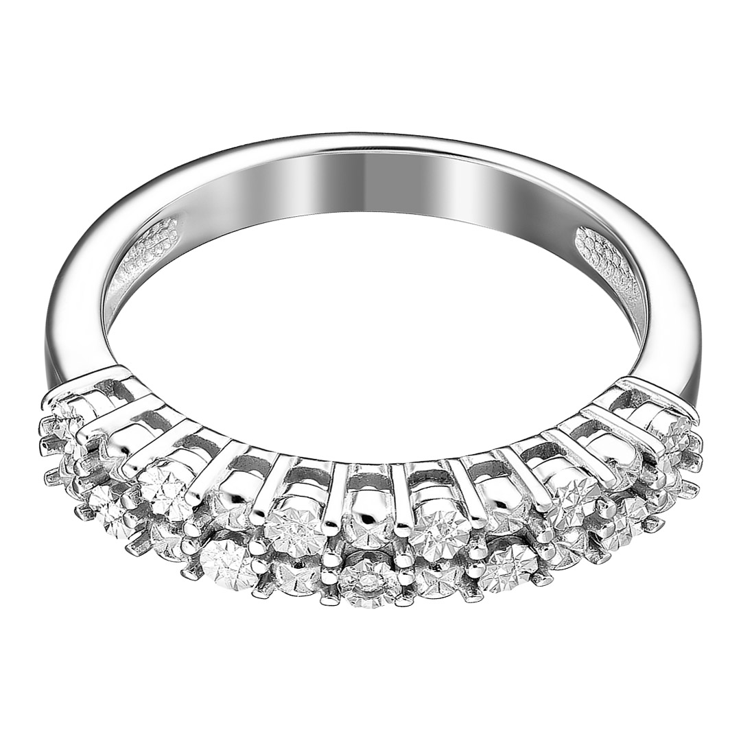 Серебряное кольцо 925 пробы; с алмазной обработкой; вставки 1 Бр.Кр-17 0,005 2/3A;