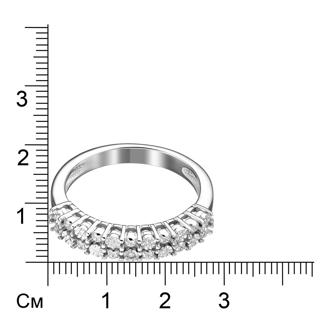 Серебряное кольцо 925 пробы; с алмазной обработкой; вставки 1 Бр.Кр-17 0,005 2/3A;