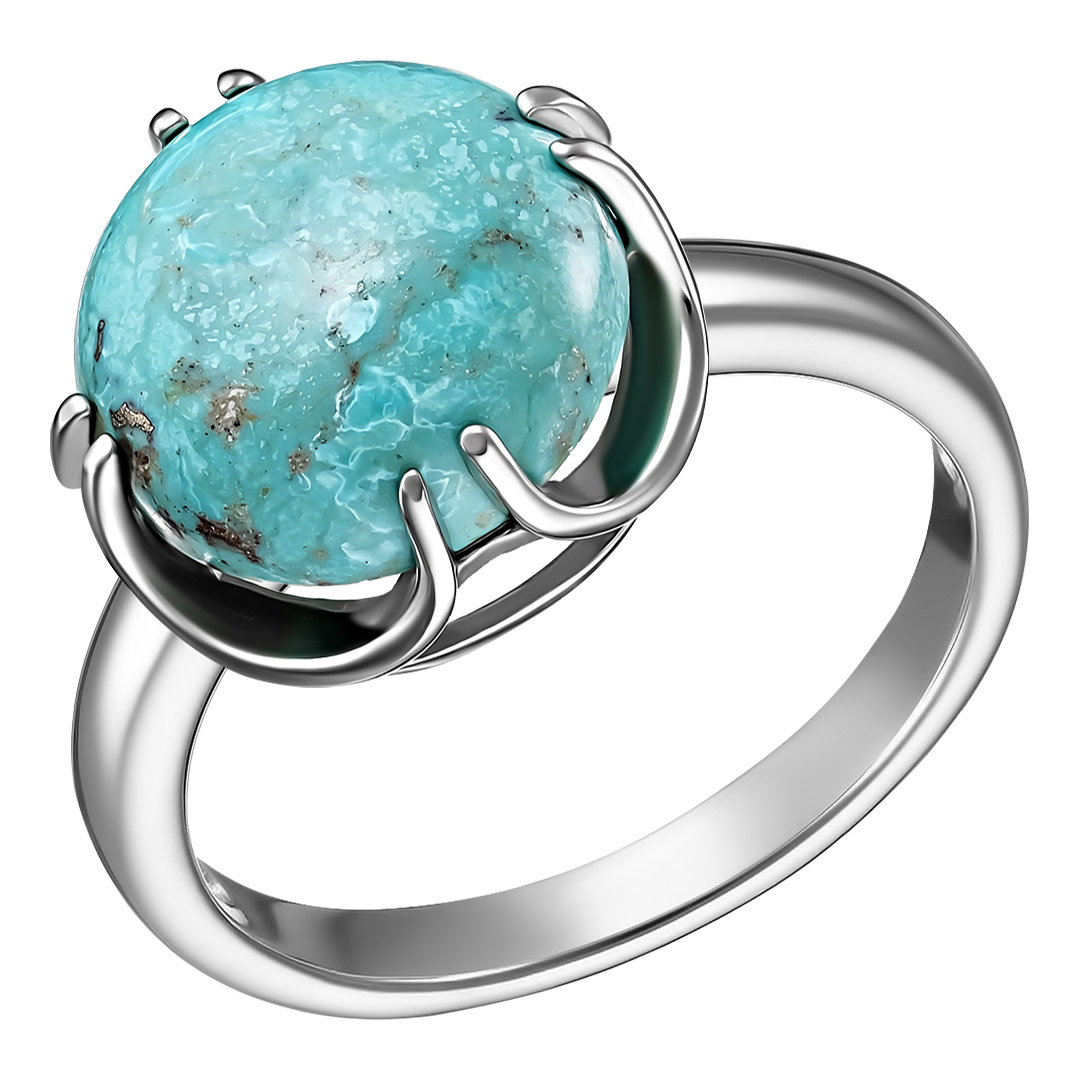 Серебряное кольцо 925 пробы; вставки 1 Бирюза нат.;