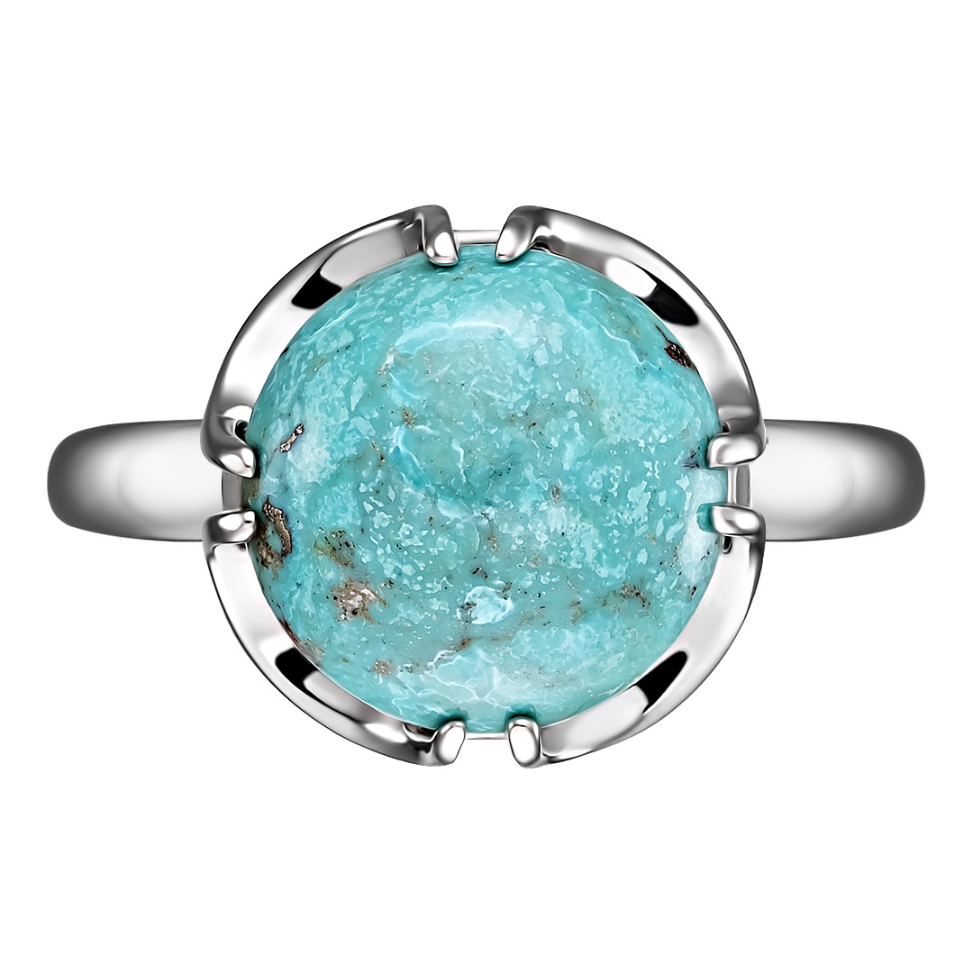 Серебряное кольцо 925 пробы; вставки 1 Бирюза нат.;