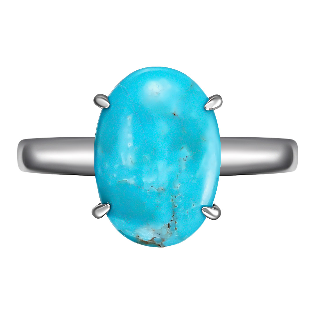 Серебряное кольцо 925 пробы; вставки 1 Бирюза нат.;