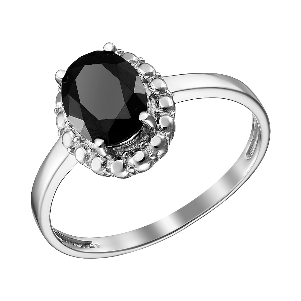 Серебряное кольцо 925 пробы; вставки 1 Шпинель черная;