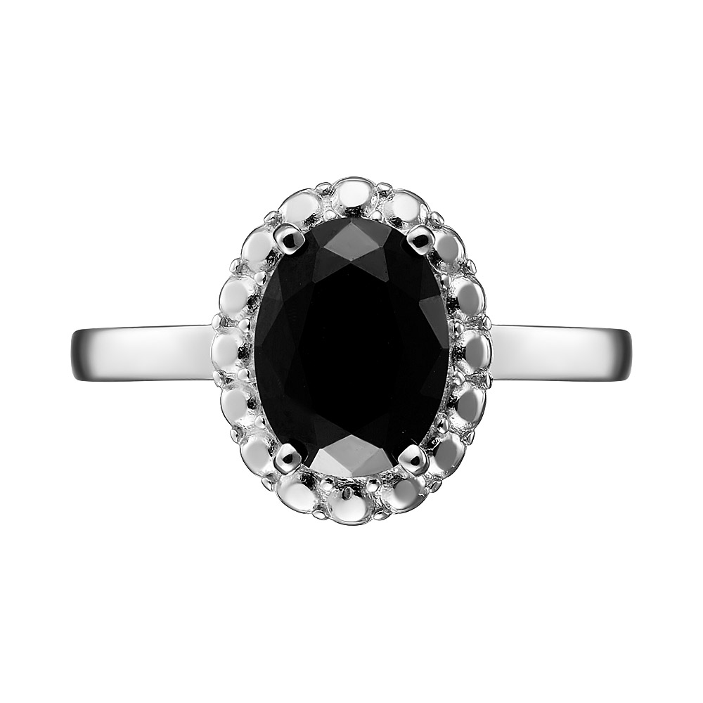 Серебряное кольцо 925 пробы; вставки 1 Шпинель черная;