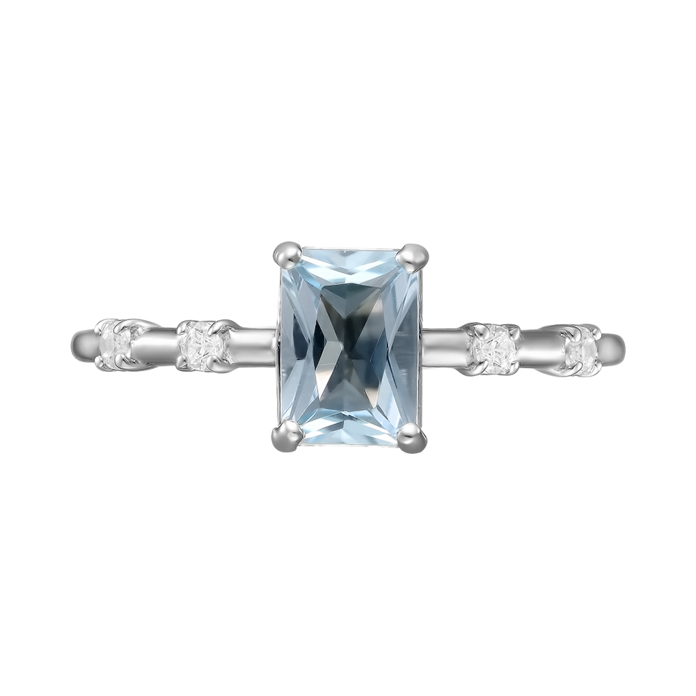 Серебряное кольцо 925 пробы; вставки 1 Топаз; 4 Фианит бесцв.;
