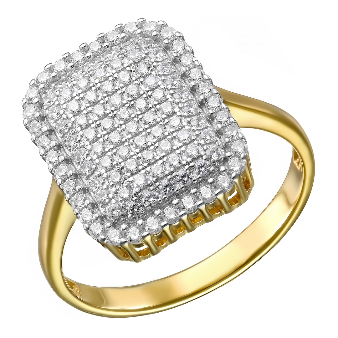 Серебряное кольцо 925 пробы; вставки 102 Фианит бесцв.;