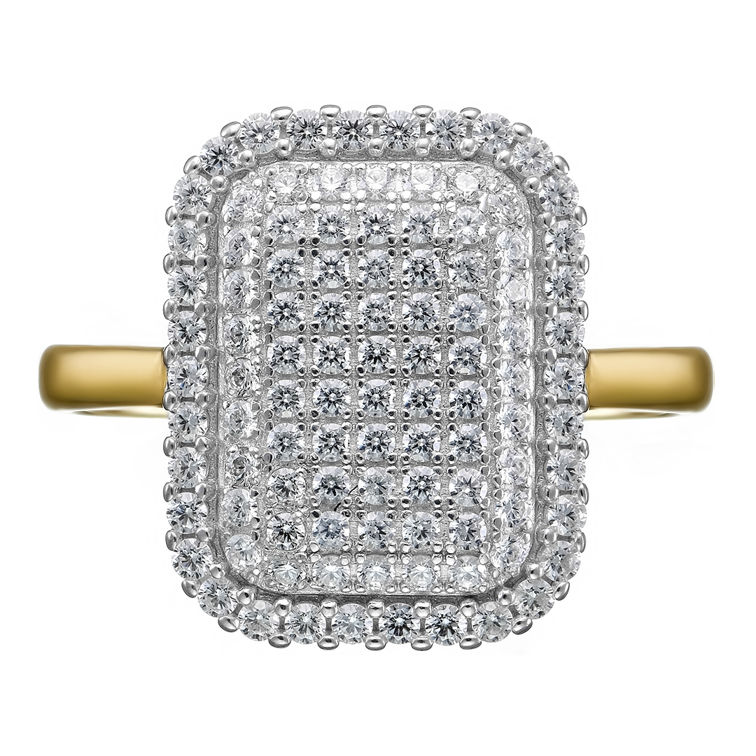 Серебряное кольцо 925 пробы; вставки 102 Фианит бесцв.;