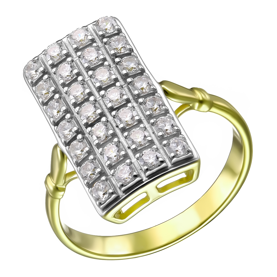 Серебряное кольцо 925 пробы; вставки 28 Фианит бесцв.;