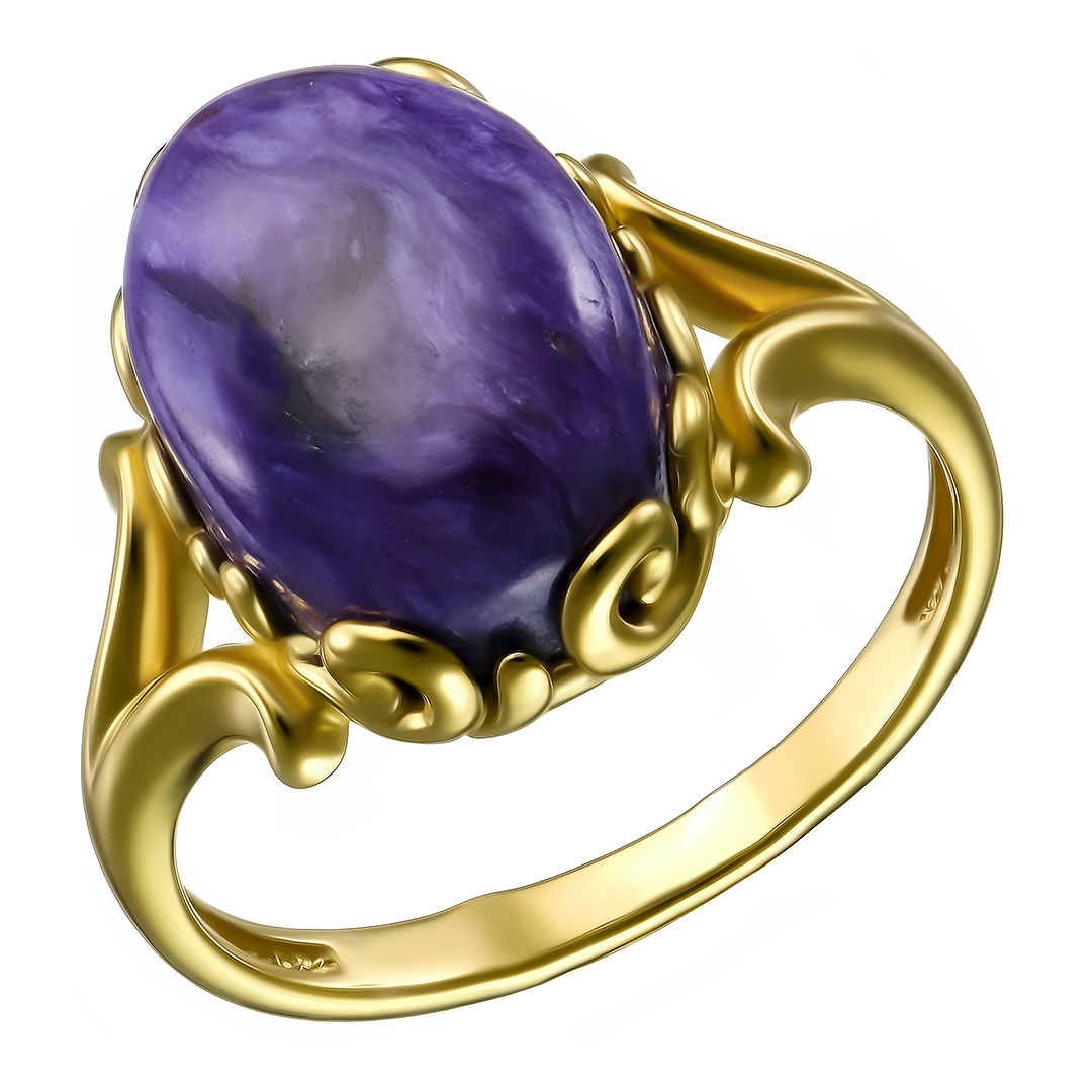 Серебряное кольцо 925 пробы; вставки 1 Чароит;