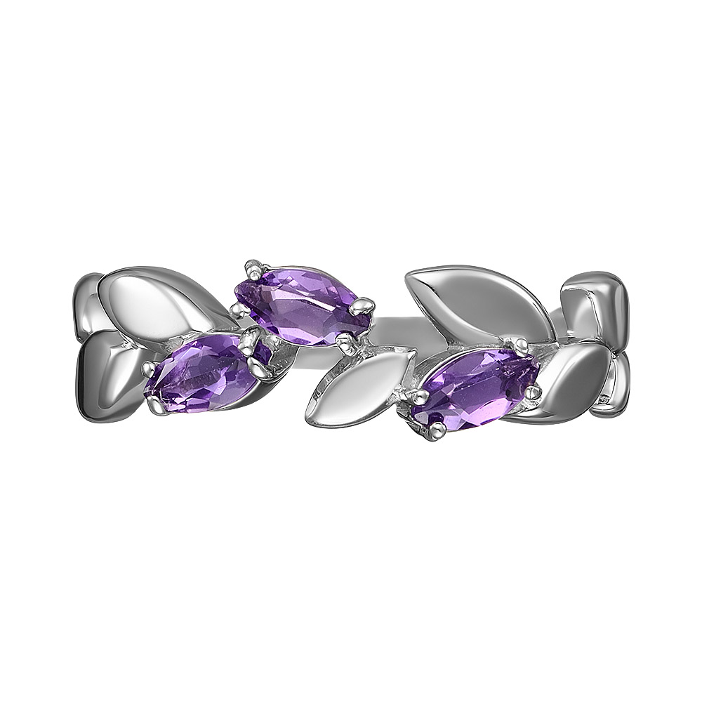 Серебряное кольцо 925 пробы; вставки 3 Аметист;