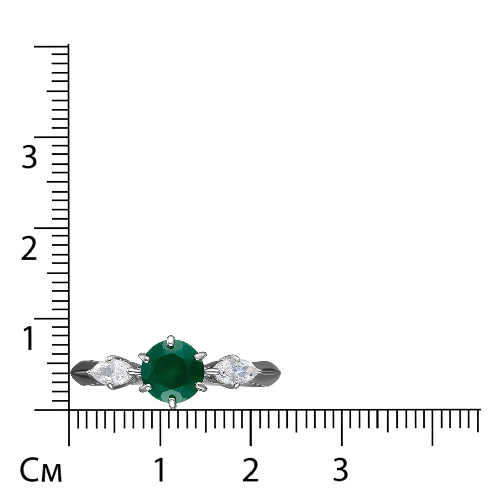 Серебряное кольцо 925 пробы; вставки 1 Агат; 2 Фианит бесцв.;