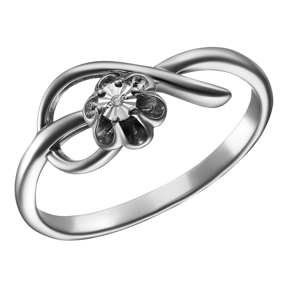 Серебряное кольцо 925 пробы; с алмазной обработкой; вставки 1 Бр.Кр-17 0,003 2/3А;