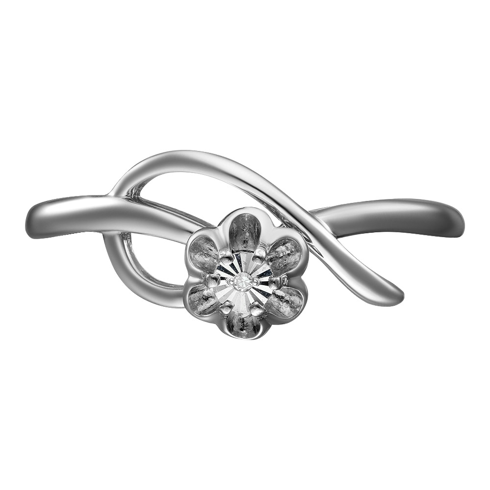 Серебряное кольцо 925 пробы; с алмазной обработкой; вставки 1 Бр.Кр-17 0,003 2/3А;