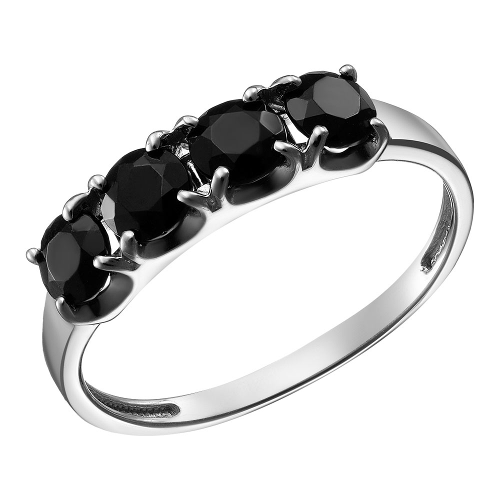 Серебряное кольцо 925 пробы; вставки 4 Турмалин черн.;