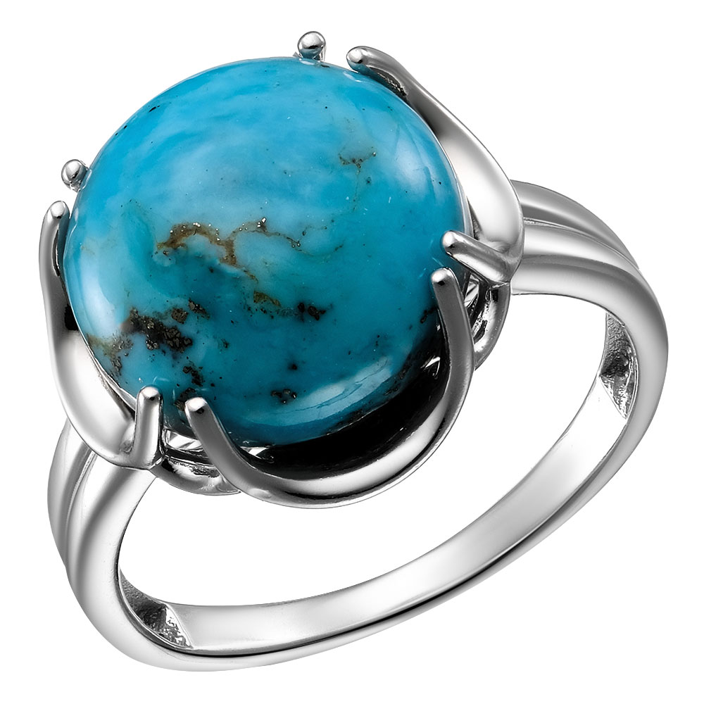 Серебряное кольцо 925 пробы; вставки 1 Бирюза нат.;