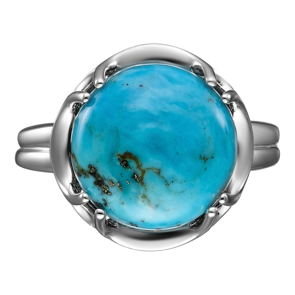 Серебряное кольцо 925 пробы; вставки 1 Бирюза нат.;