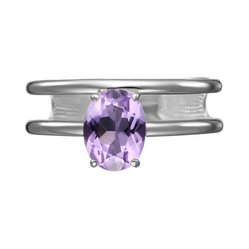 Серебряное кольцо 925 пробы; вставки 1 Аметист;